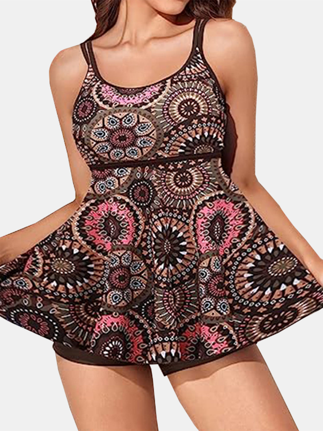 Floral Printed Scoop Neck Two-Piece Swim Set (4 Designs) Shirts & Tops Krazy Heart Designs Boutique   