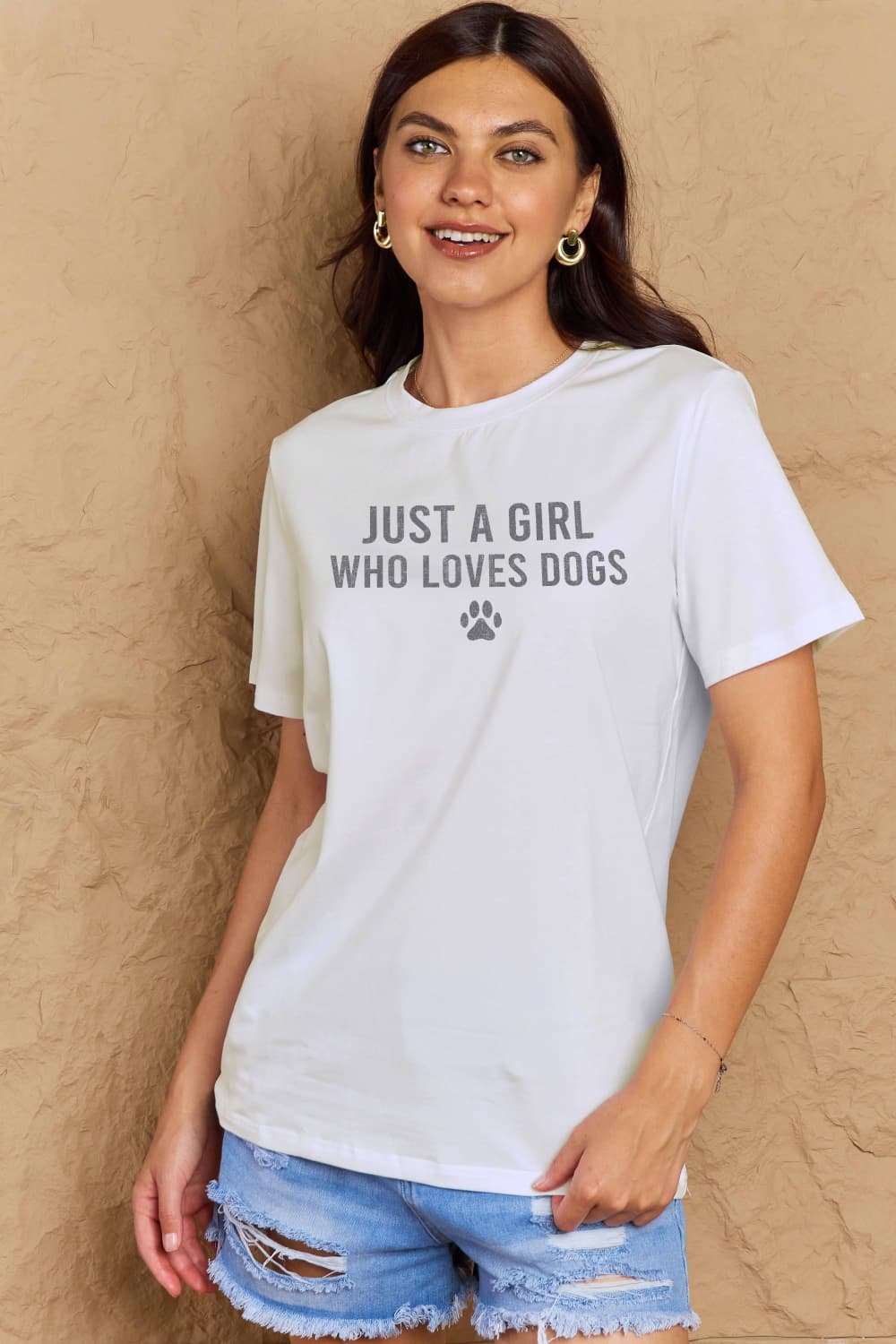 Simply Love Brand-Just a Girl Who Loves Dogs Cotton Tee (5 Colors) T-Shirt Krazy Heart Designs Boutique White S 