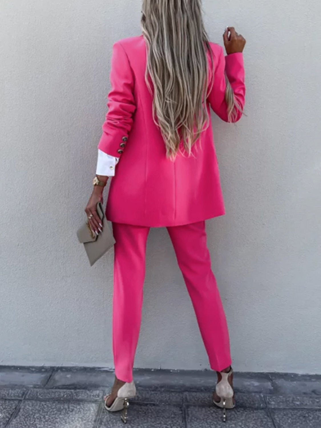 Lapel Collar Long Sleeve Blazer and Pants Set (7 Colors) pantsuit Krazy Heart Designs Boutique