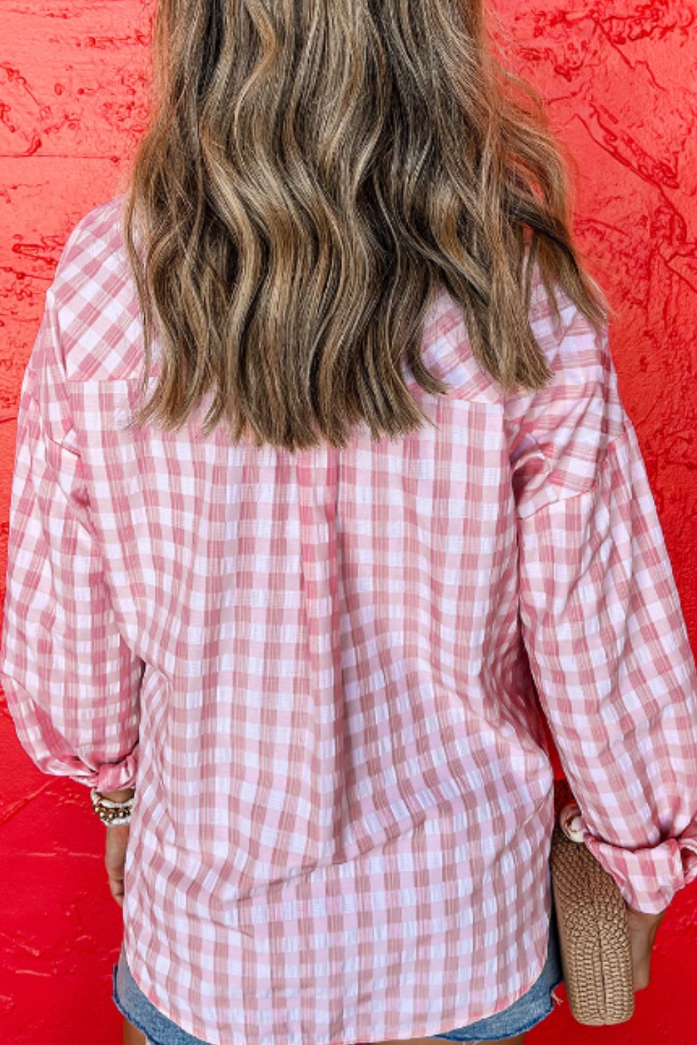 Plaid Collared Neck Long Sleeve Shirt Shirts & Tops Krazy Heart Designs Boutique   