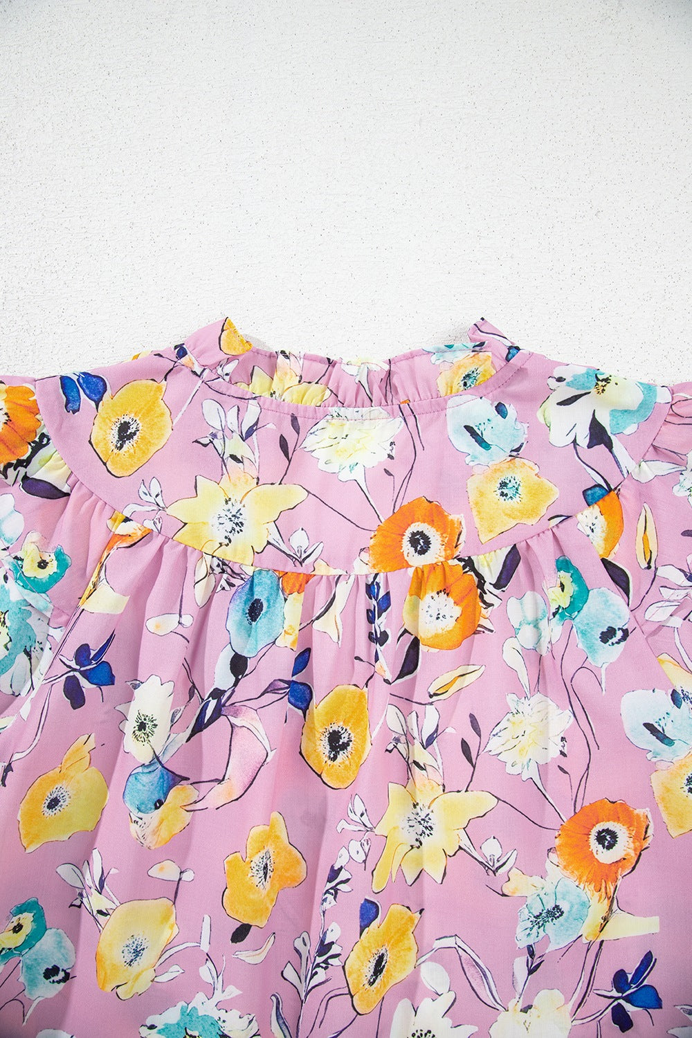 Fun Floral Print Layered Ruffle Sleeve Blouse Shirts & Tops Krazy Heart Designs Boutique