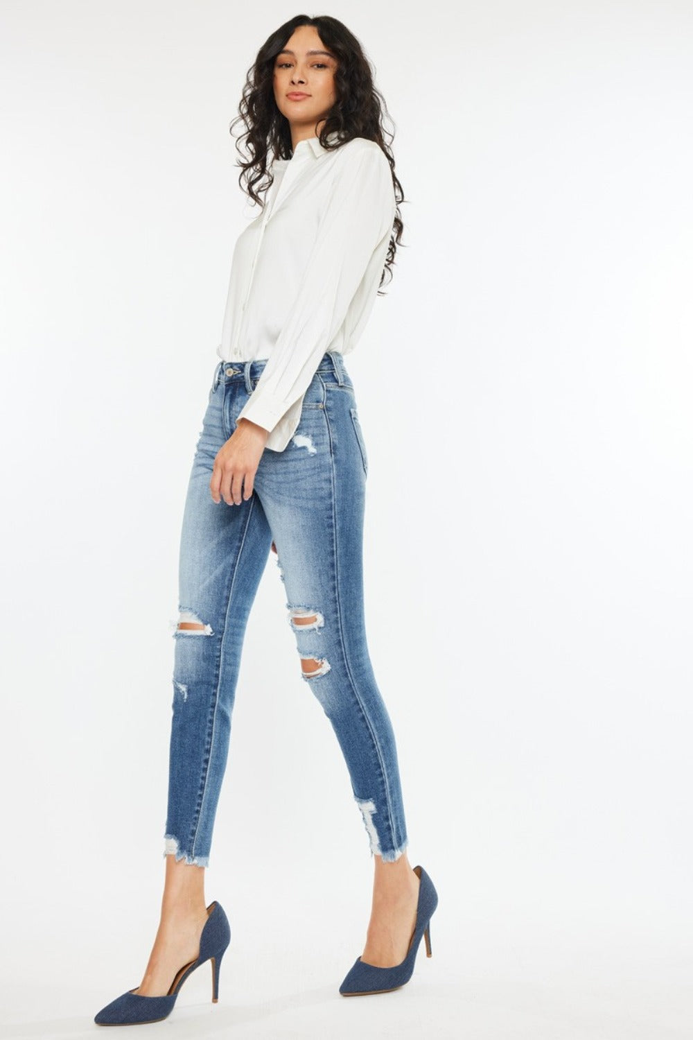 Kancan High Rise Frayed Ankle Skinny Jeans jeans Krazy Heart Designs Boutique