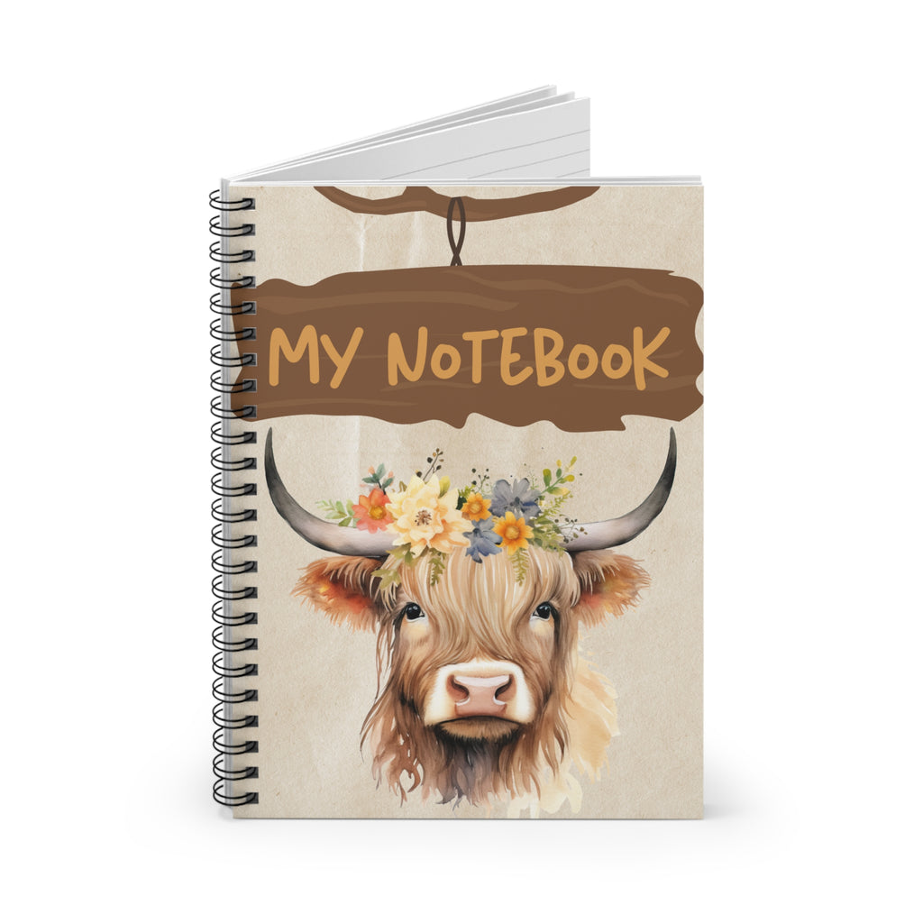 My Notebook with Decorative Cow Spiral Notebook - Ruled Line Paper products Krazy Heart Designs Boutique One Size  