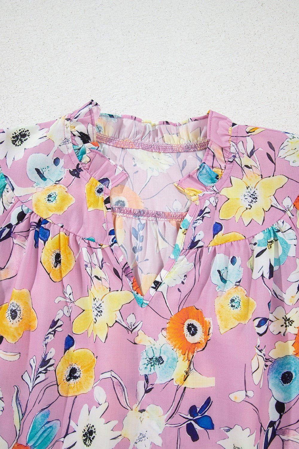 Fun Floral Print Layered Ruffle Sleeve Blouse Shirts & Tops Krazy Heart Designs Boutique