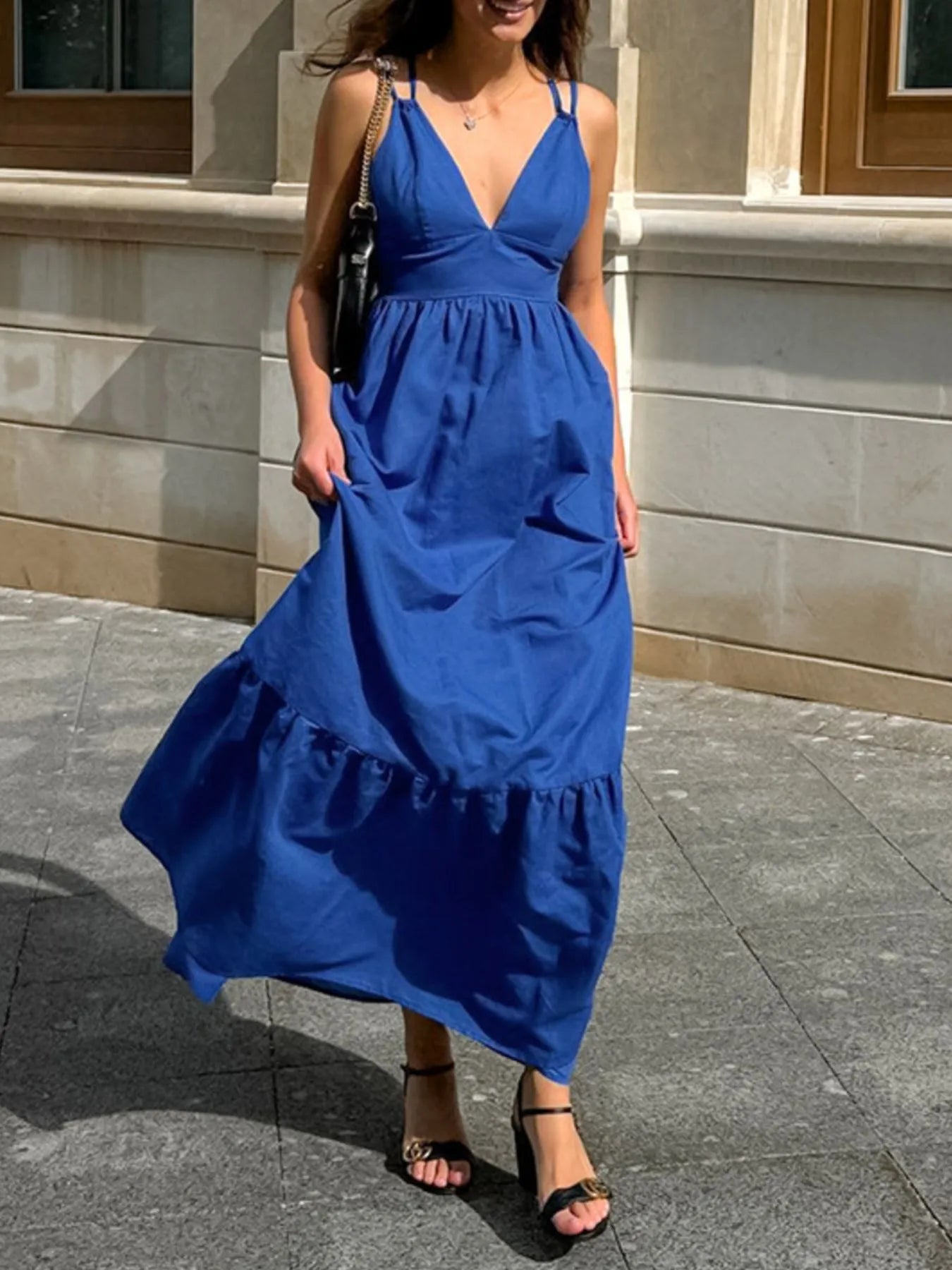 V-Neck Tiered Maxi Cami Dress Dress Krazy Heart Designs Boutique