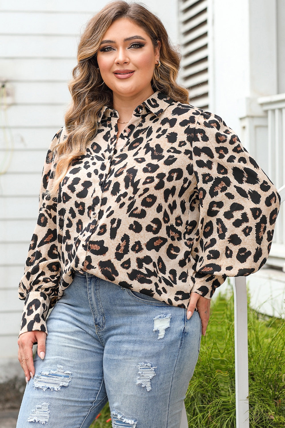 Plus Size Printed Long Sleeve Shirt ( 2 Print Colors) Shirts & Tops Krazy Heart Designs Boutique   