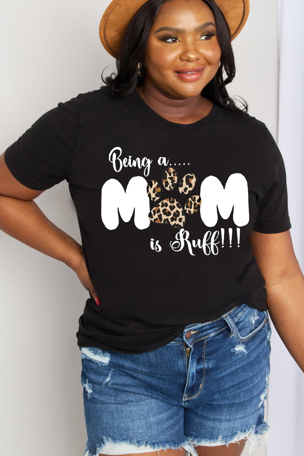 Simply Love Brand-BEING A MOM IS RUFF Graphic Cotton Tee (2 Colors) T-Shirt Krazy Heart Designs Boutique   