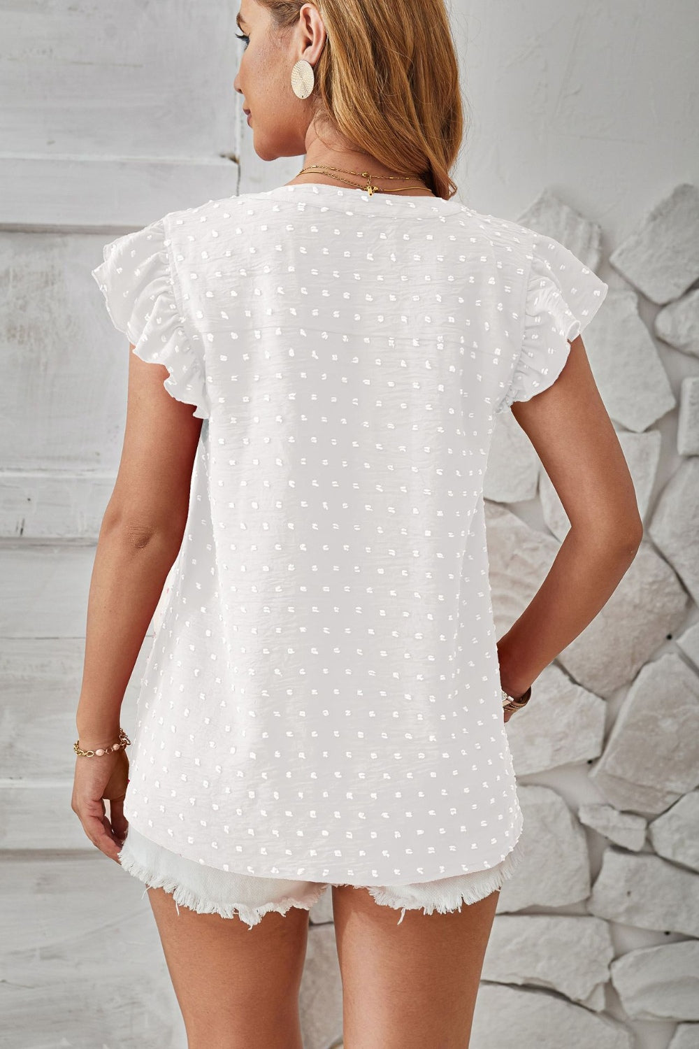 Swiss Dot Ruffled Cap Sleeve Top (4 Colors) Shirts & Tops Krazy Heart Designs Boutique   