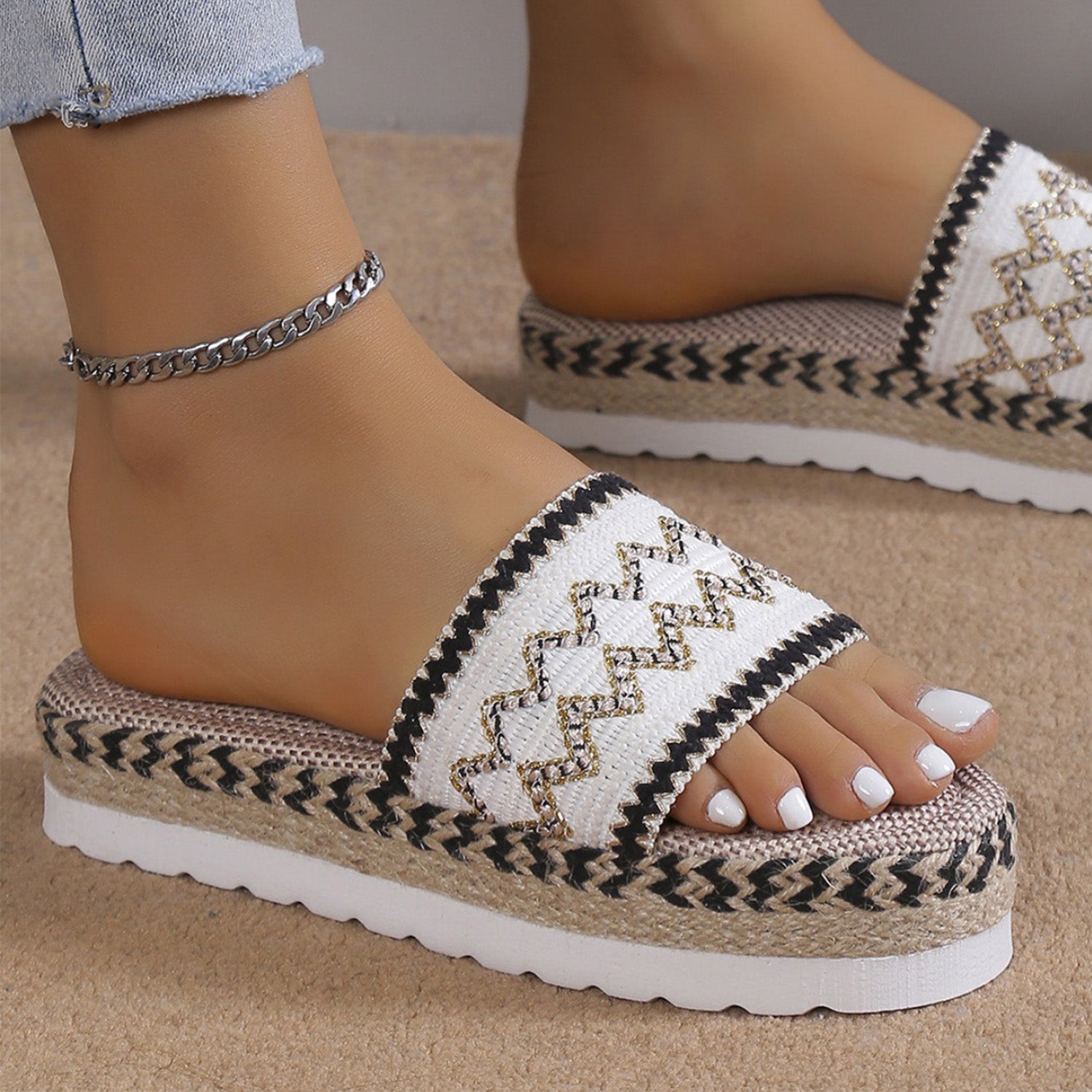 Geometric Weave Platform Sandals (4 Colors) shoes Krazy Heart Designs Boutique   