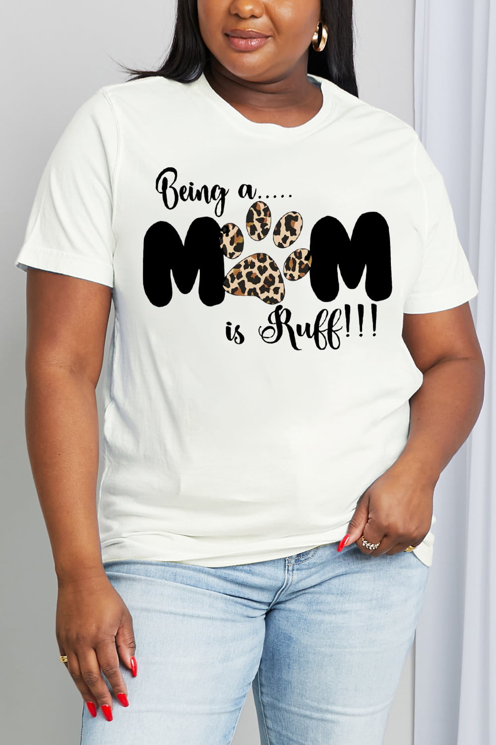 Simply Love Brand-BEING A MOM IS RUFF Graphic Cotton Tee (2 Colors) T-Shirt Krazy Heart Designs Boutique   