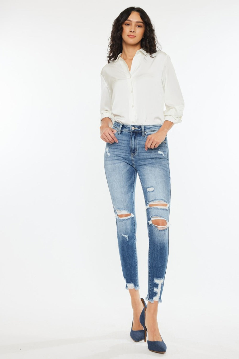 Kancan High Rise Frayed Ankle Skinny Jeans jeans Krazy Heart Designs Boutique