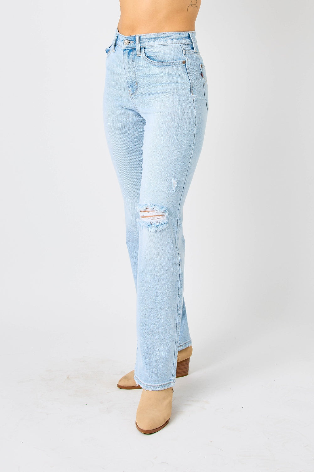 Judy Blue Full Size High Waist Distressed Straight Jeans pants Krazy Heart Designs Boutique   