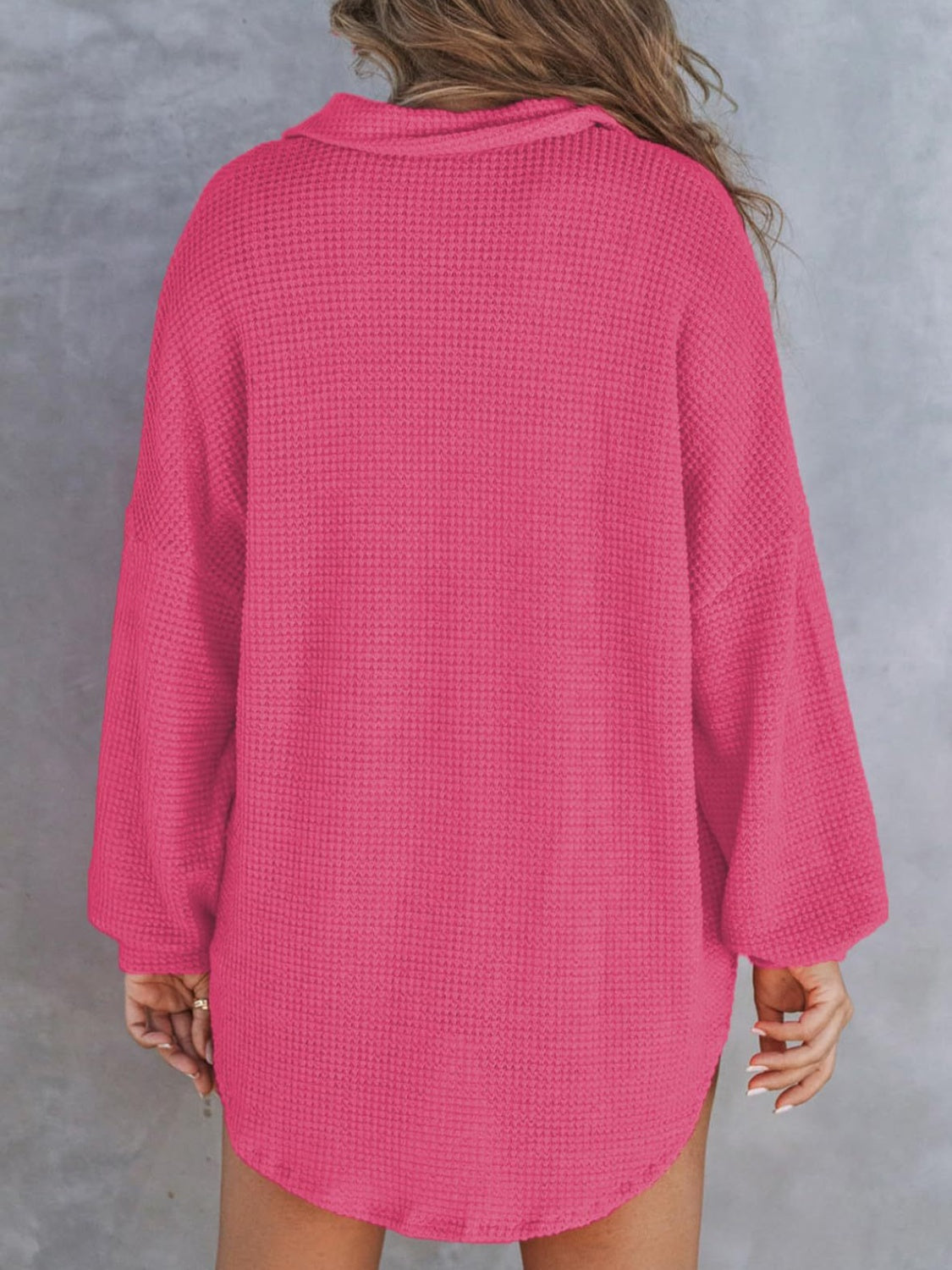 Waffle-Knit Dropped Shoulder Long Sleeve Sweatshirt (5 Colors) Shirts & Tops Krazy Heart Designs Boutique   