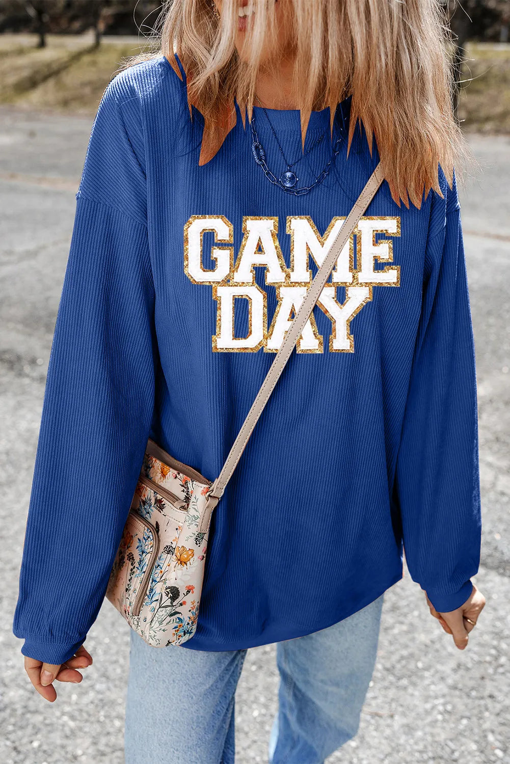 GAME DAY Round Neck Long Sleeve Sweatshirt Shirts & Tops Krazy Heart Designs Boutique   