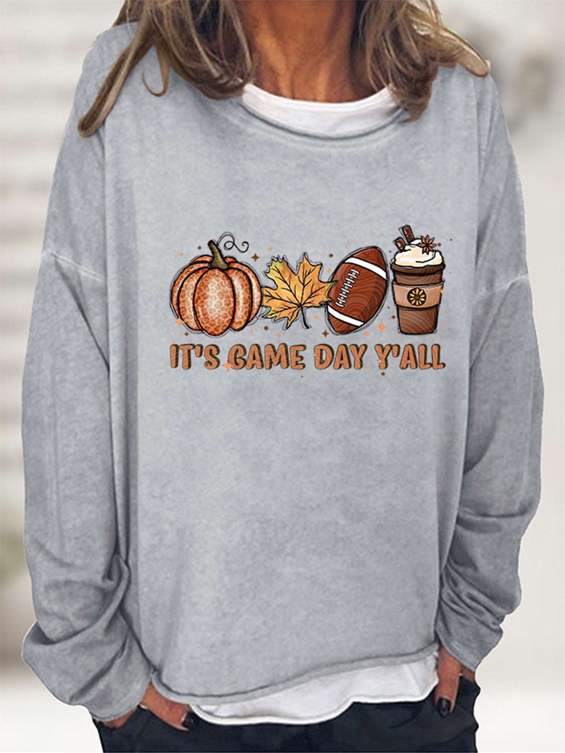 Full Size IT'S GAME DAY Y'ALL Graphic Sweatshirt (5 Colors)  Krazy Heart Designs Boutique Heather Gray S 