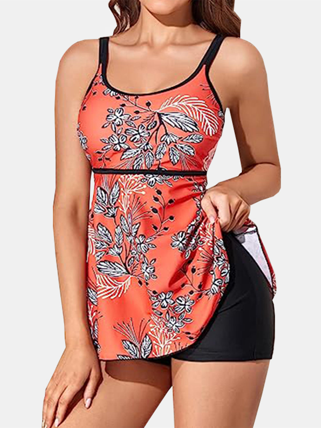 Floral Printed Scoop Neck Two-Piece Swim Set (4 Designs) Shirts & Tops Krazy Heart Designs Boutique   