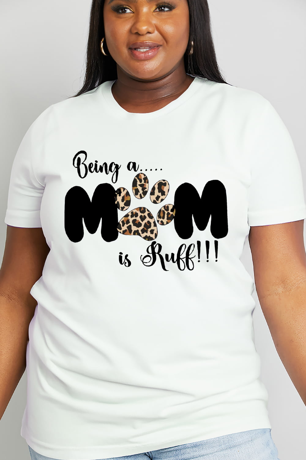 Simply Love Brand-BEING A MOM IS RUFF Graphic Cotton Tee (2 Colors) T-Shirt Krazy Heart Designs Boutique   