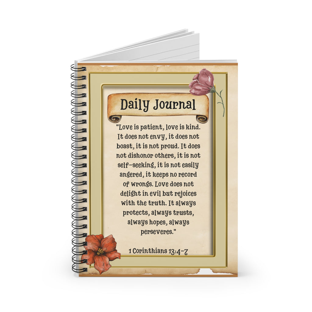 Daily Journal Vintage Design Spiral Notebook - Ruled Line Paper products Krazy Heart Designs Boutique One Size  