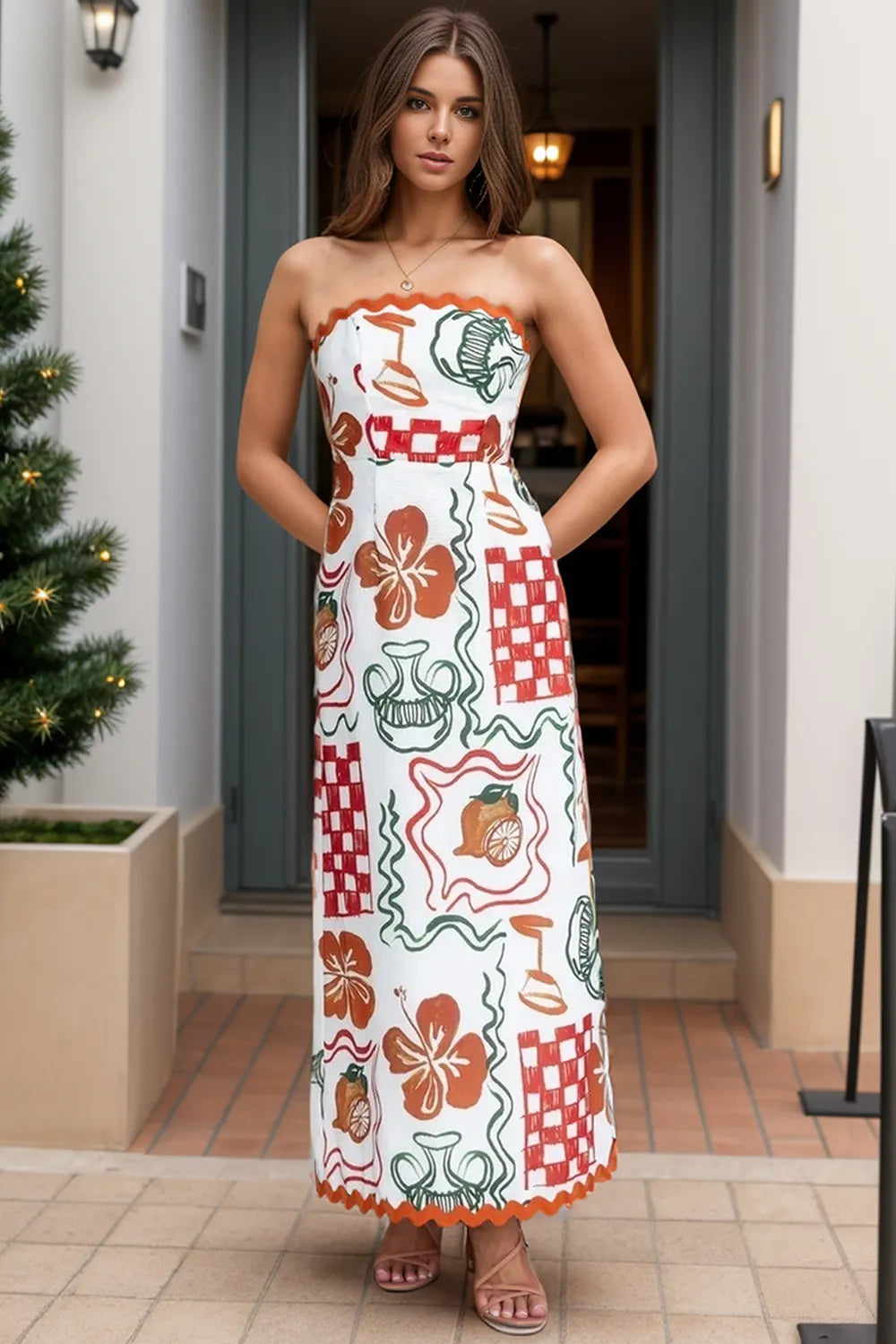Rustic Tropic Printed Tube Maxi Dress Dress Krazy Heart Designs Boutique