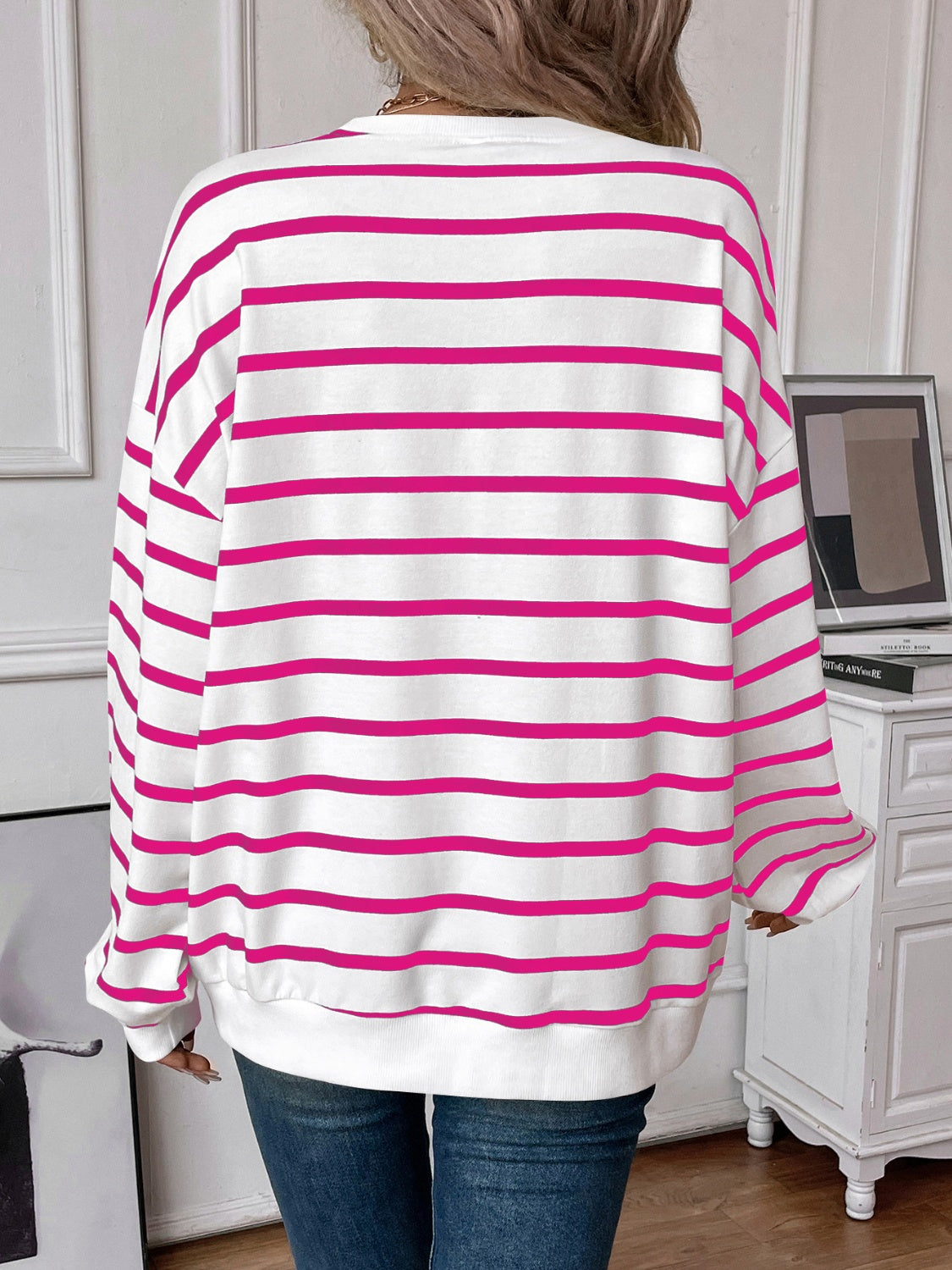 Lovelet Striped Round Neck Long Sleeve Sweatshirt (4 Colors) Shirts & Tops Krazy Heart Designs Boutique   