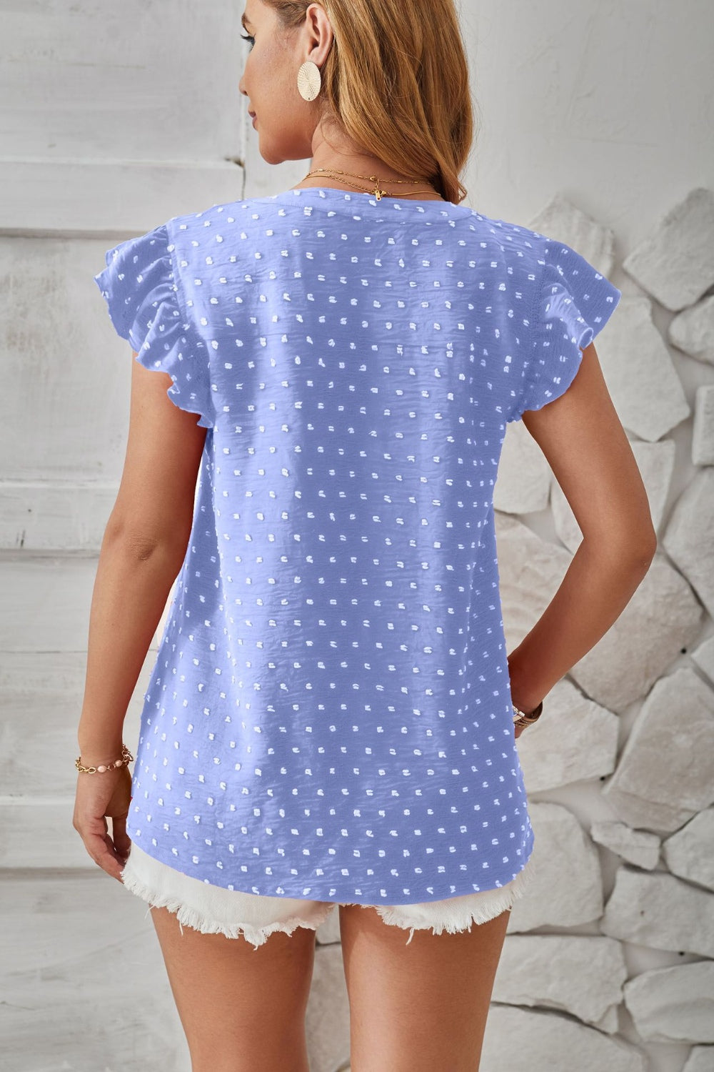 Swiss Dot Ruffled Cap Sleeve Top (4 Colors) Shirts & Tops Krazy Heart Designs Boutique   