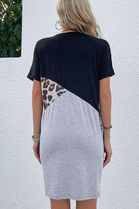 Color Block Leopard Tee Dress  Krazy Heart Designs Boutique   