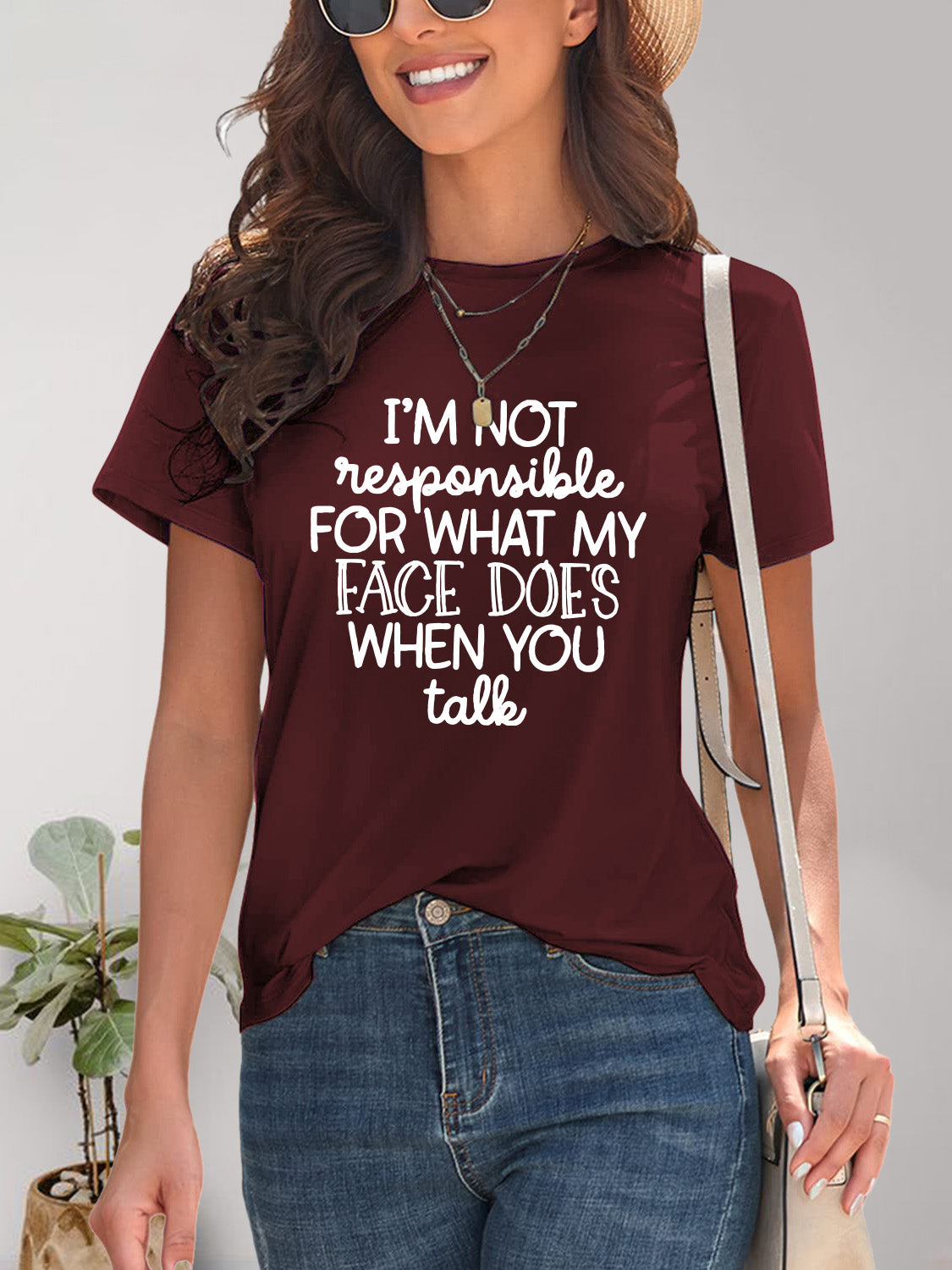 I'm Not Responsible Short Sleeve Tee (7 Colors) T-Shirt Krazy Heart Designs Boutique Burgundy S 