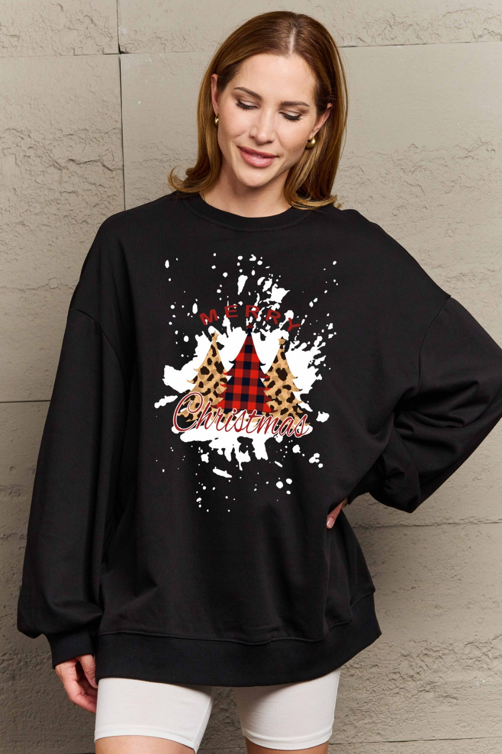 Simply Love Full Size MERRY CHRISTMAS Graphic Sweatshirt (3 Colors) Shirts & Tops Krazy Heart Designs Boutique   