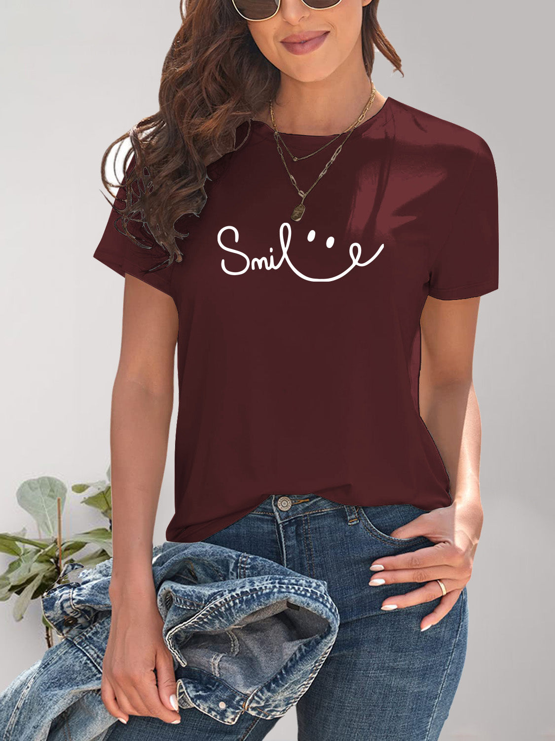 SMILE Round Neck Short Sleeve Tee (7 Colors) T-Shirt Krazy Heart Designs Boutique   