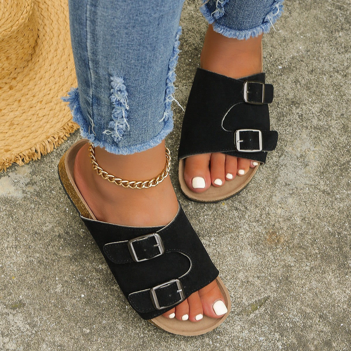 Metal Buckle Open Toe Sandals shoes Krazy Heart Designs Boutique   