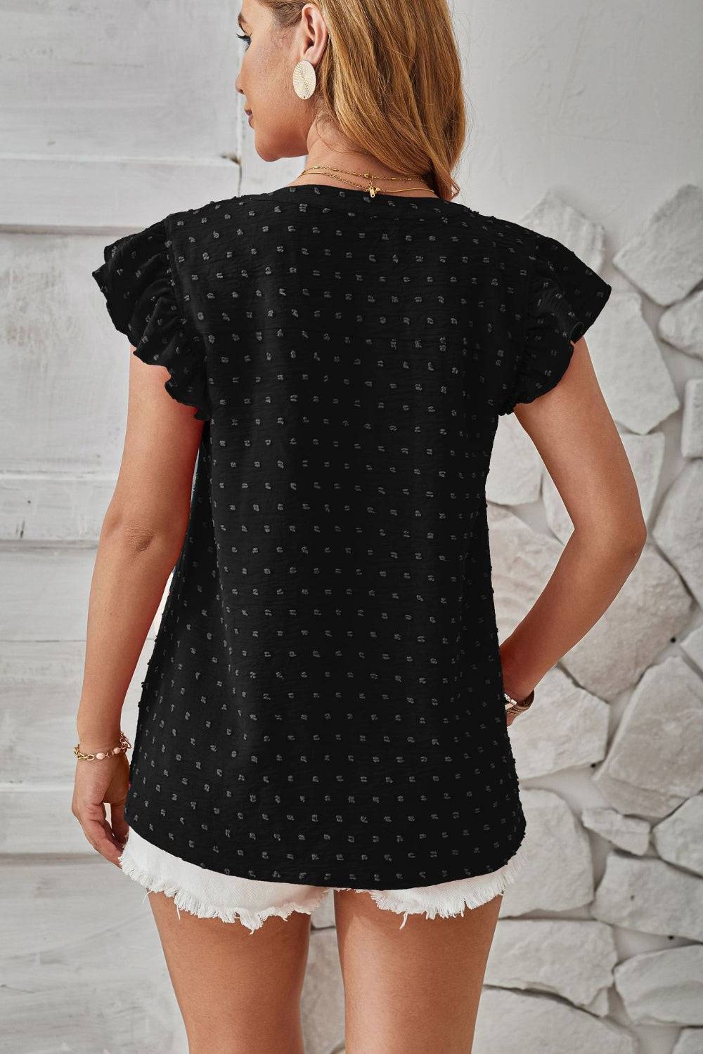 Swiss Dot Ruffled Cap Sleeve Top (4 Colors) Shirts & Tops Krazy Heart Designs Boutique   