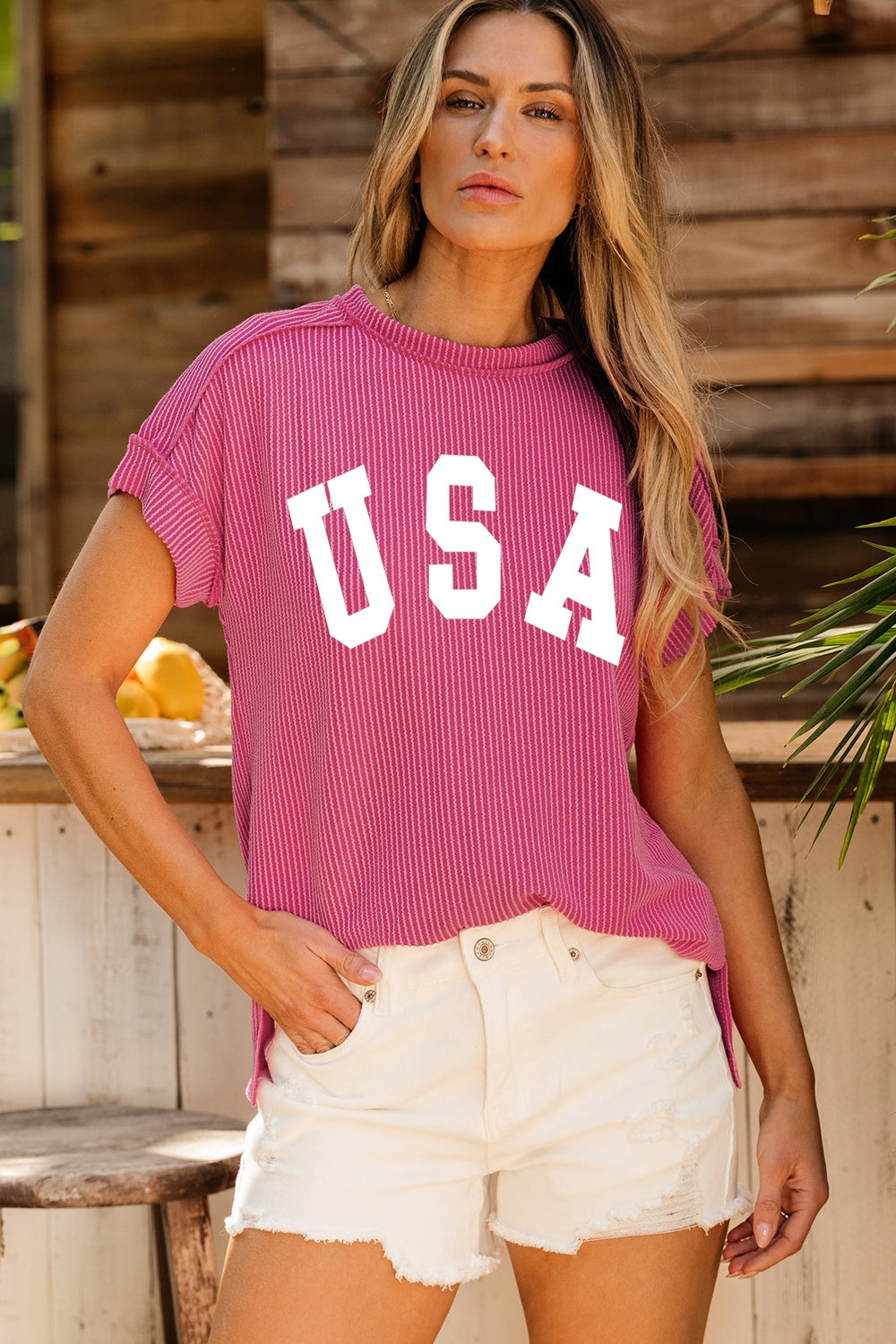 USA Round Neck Short Sleeve Top T-Shirt Krazy Heart Designs Boutique   