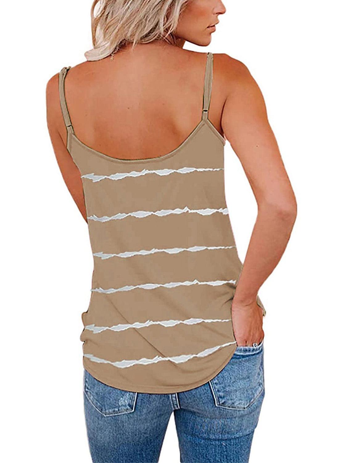 Full Size Tie Dye Striped V-Neck Cami Tank (4 Colors) Shirts & Tops Krazy Heart Designs Boutique   