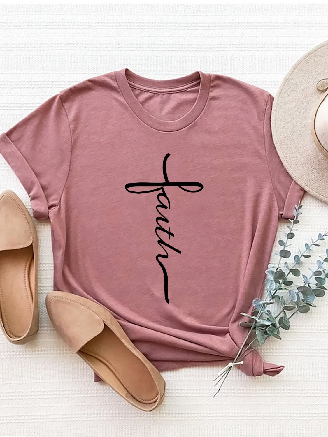 Faith Short Sleeve Tee (3 Colors) T-Shirt Krazy Heart Designs Boutique Dusty Pink S 