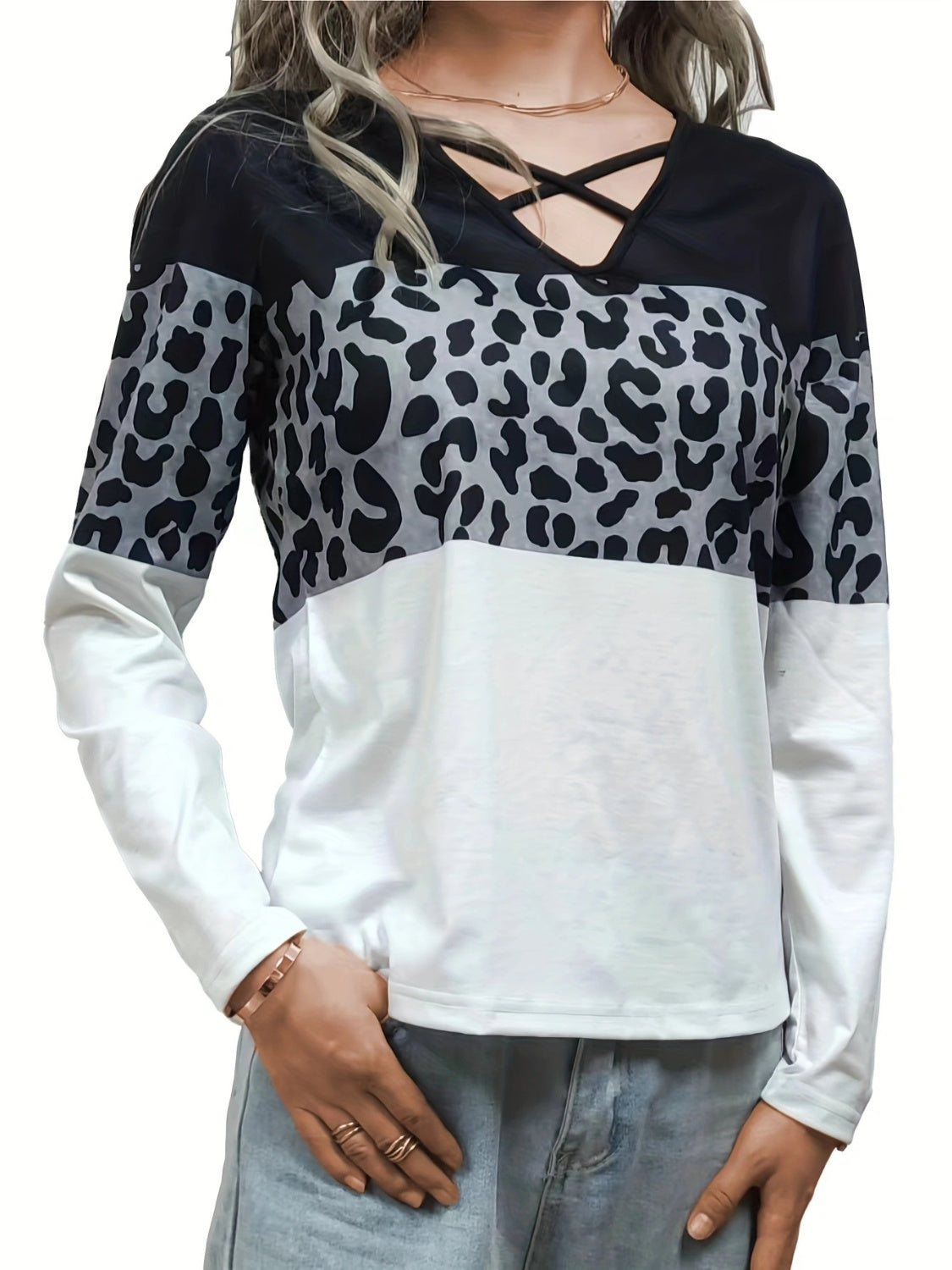 Crisscross Color Block Long Sleeve Top (3 Color Styles) Shirts & Tops Krazy Heart Designs Boutique   