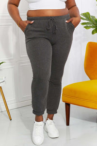 Blumin Apparel Full Size Easy Living Ribbed Joggers  Krazy Heart Designs Boutique   