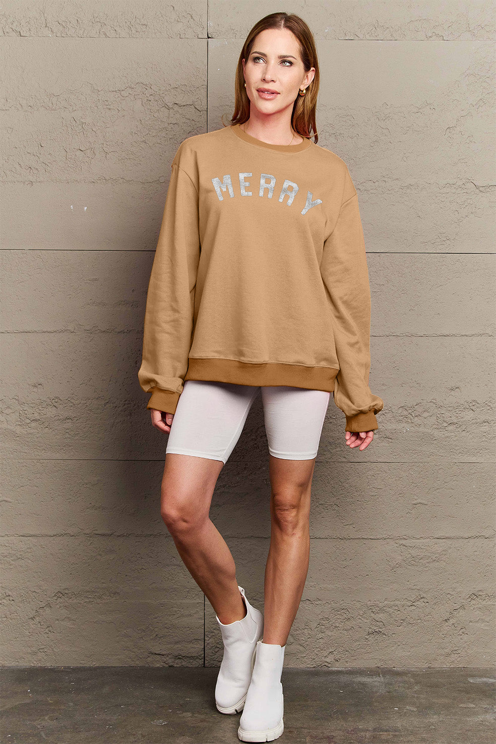 Simply Love Full Size MERRY Graphic Sweatshirt (4 Colors) Shirts & Tops Krazy Heart Designs Boutique   