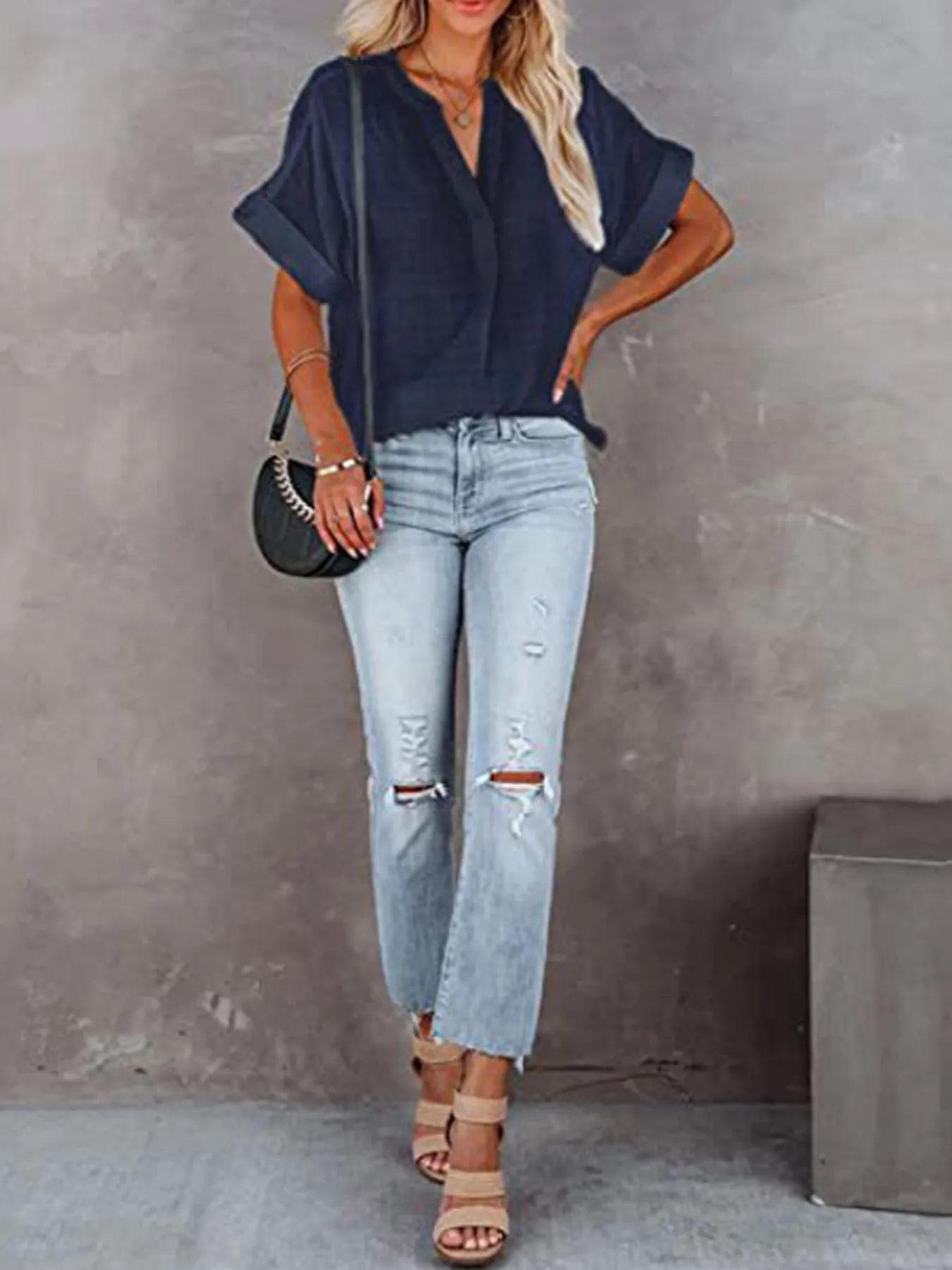 Oversized Notched Casual Shirt (8 Colors) Shirts & Tops Krazy Heart Designs Boutique