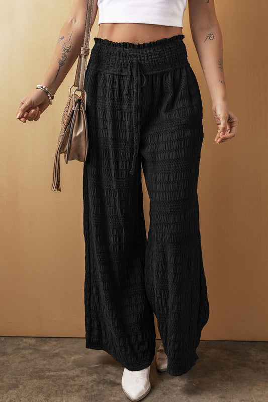 Tied Wide Leg Pants pants Krazy Heart Designs Boutique Black S