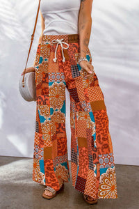Bohemian Patchwork Drawstring Wide Leg Pants  Krazy Heart Designs Boutique   