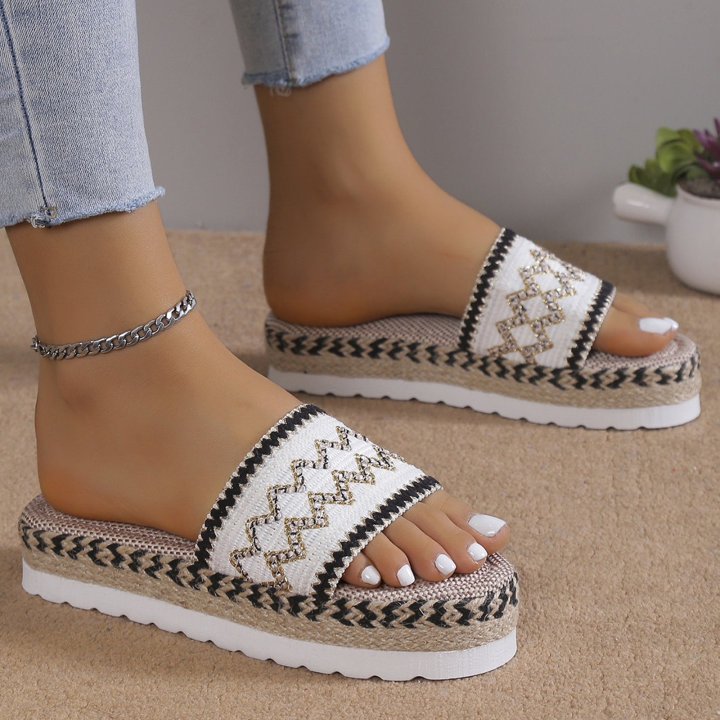 Geometric Weave Platform Sandals (4 Colors) shoes Krazy Heart Designs Boutique   