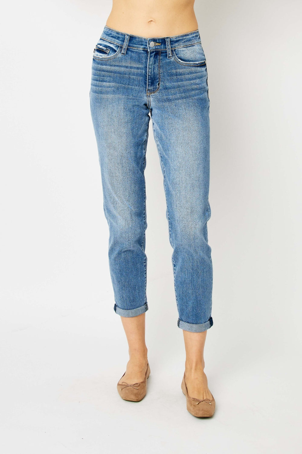 Judy Blue Full Size Cuffed Hem Slim Jeans pants Krazy Heart Designs Boutique   