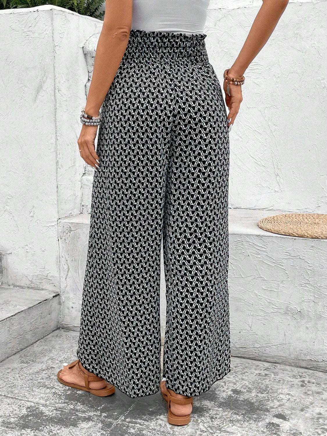 Tied Printed Wide Leg Pants (5 Colors) pants Krazy Heart Designs Boutique