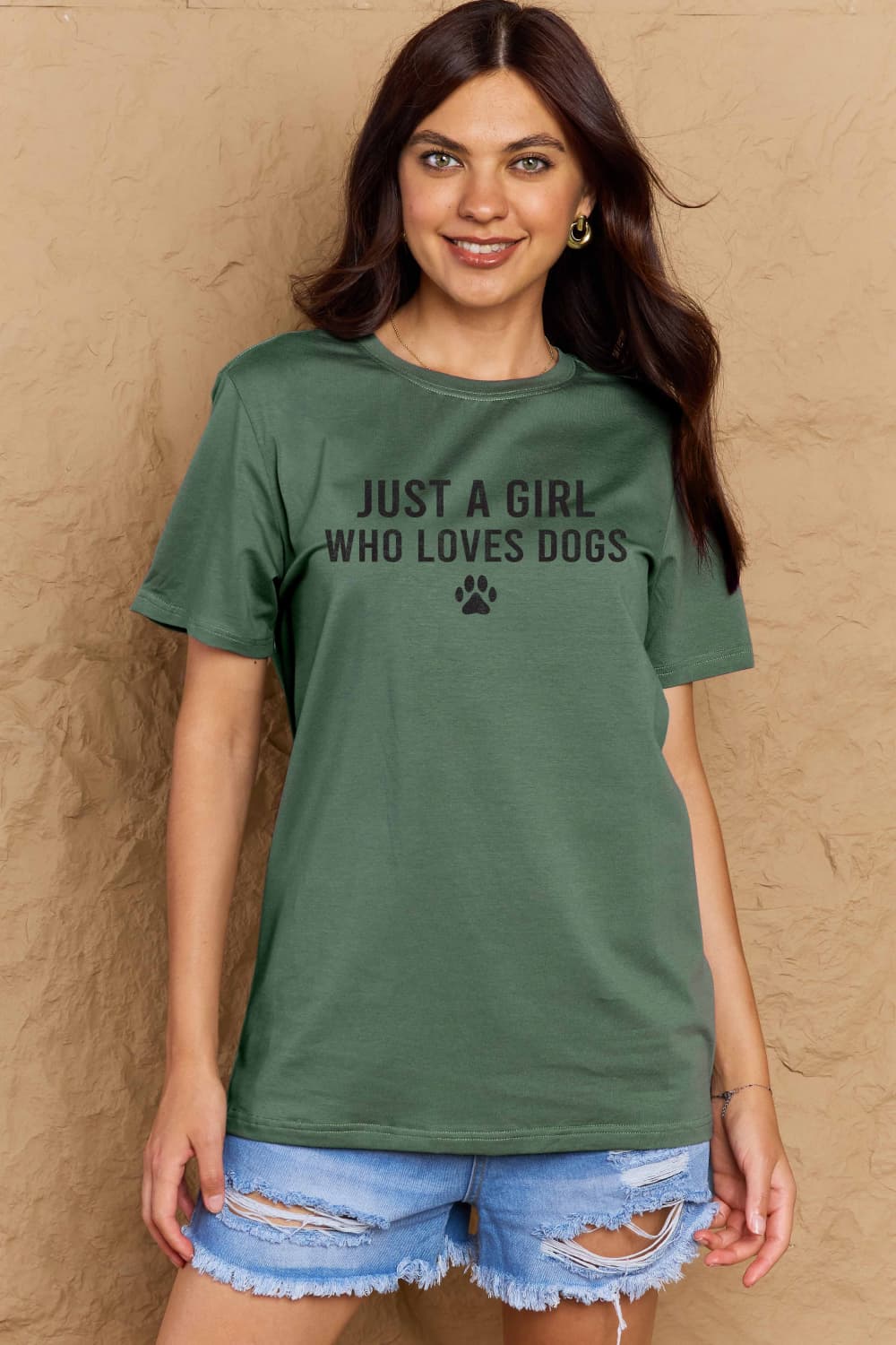 Simply Love Brand-Just a Girl Who Loves Dogs Cotton Tee (5 Colors) T-Shirt Krazy Heart Designs Boutique   