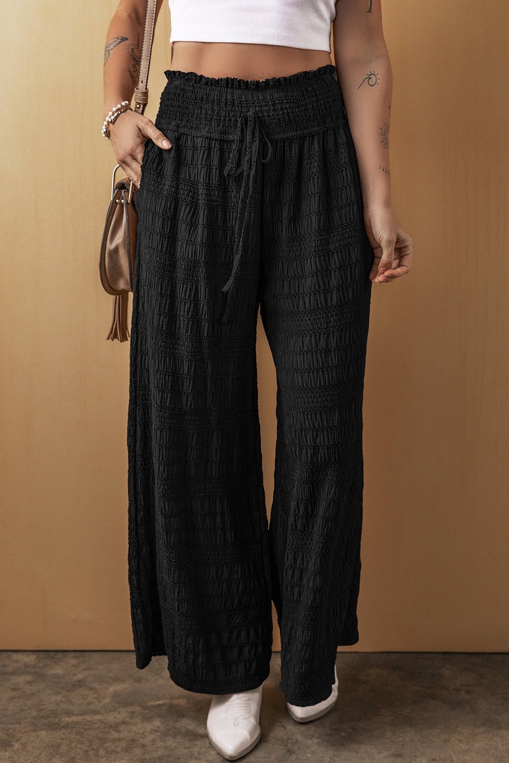 Tied Wide Leg Pants pants Krazy Heart Designs Boutique