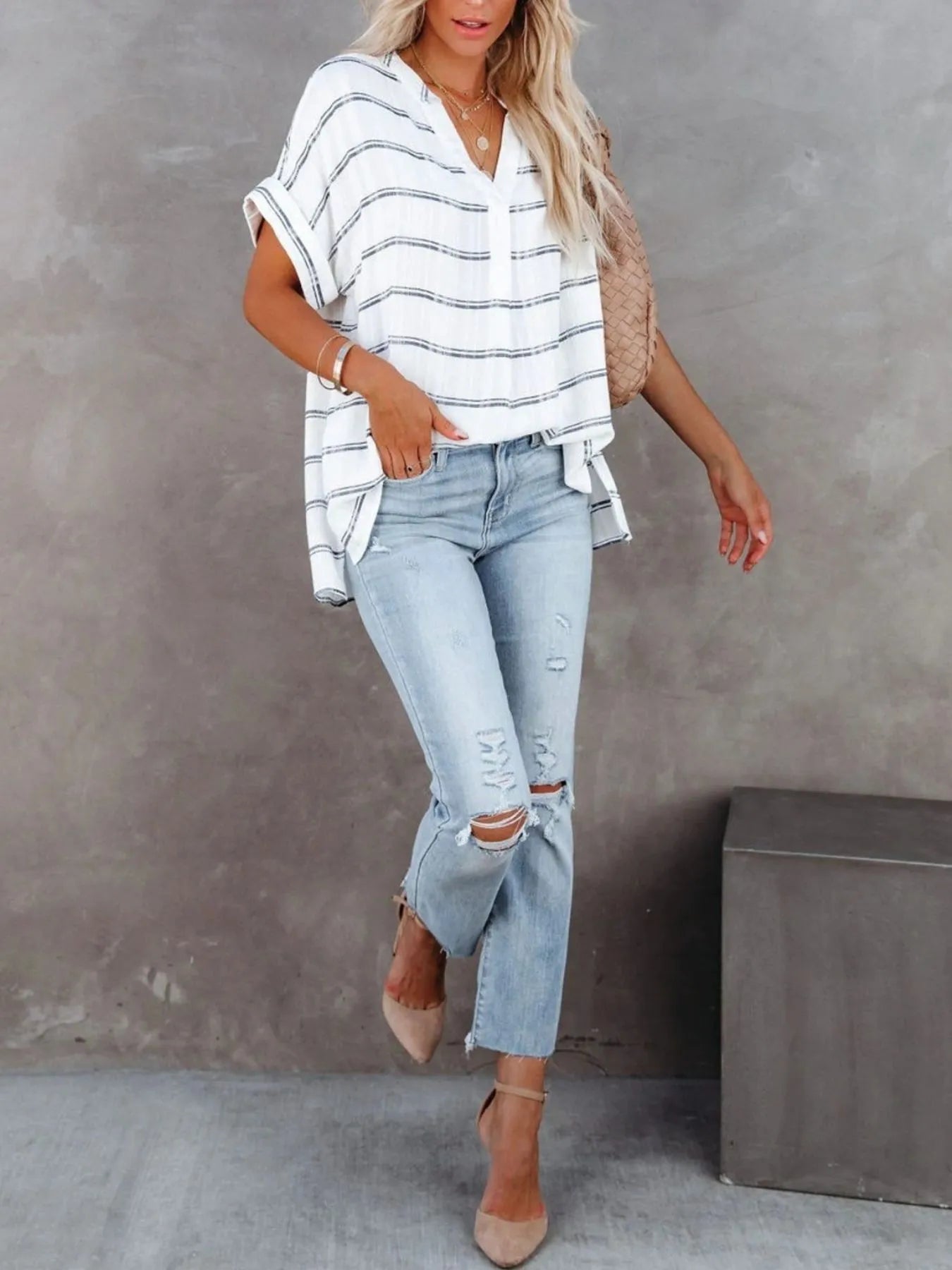 Oversized Notched Casual Shirt (8 Colors) Shirts & Tops Krazy Heart Designs Boutique