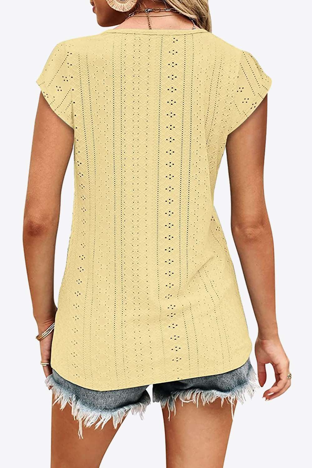 Eyelet Contrast V-Neck Tee (6 Colors)  Krazy Heart Designs Boutique   