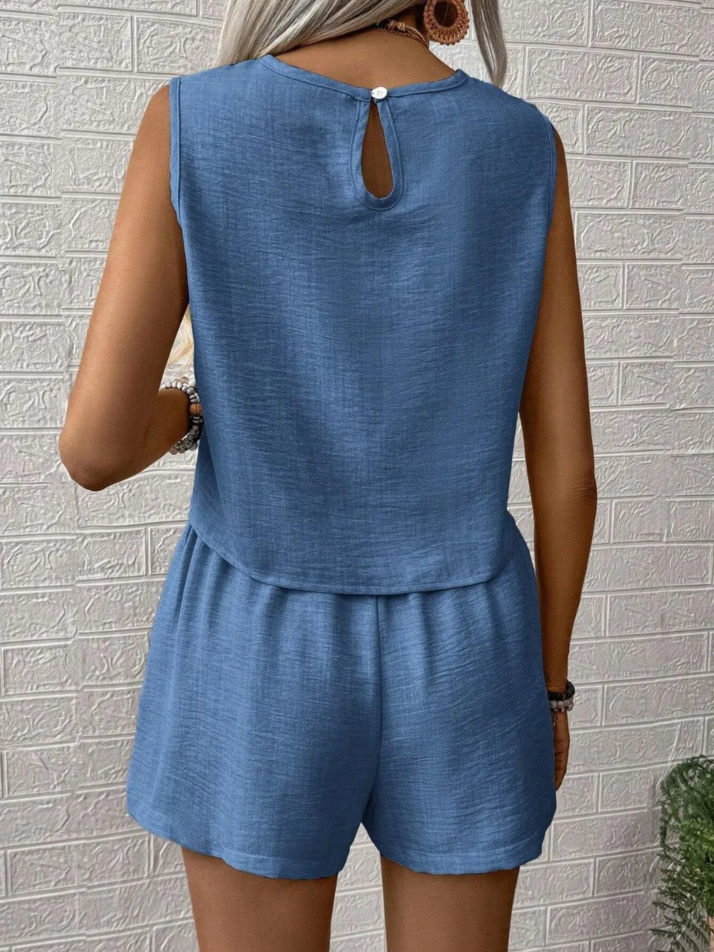 Casual Round Neck Sleeveless Top and Shorts Set (5 Colors) Outfit Sets Krazy Heart Designs Boutique