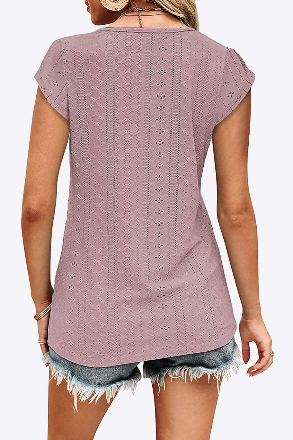 Eyelet Contrast V-Neck Tee (6 Colors)  Krazy Heart Designs Boutique   