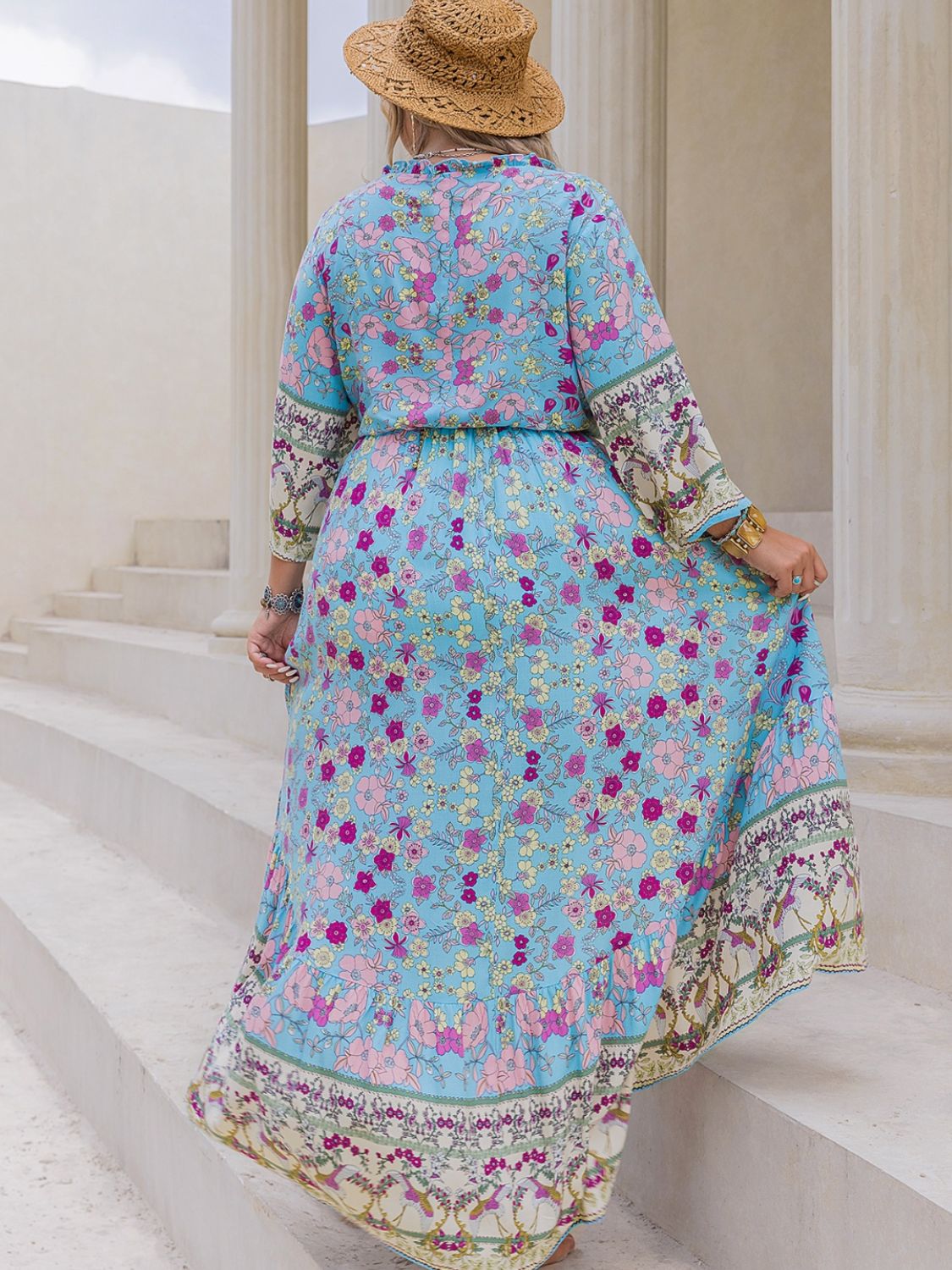 Plus Size Printed Tie Neck Top and Skirt Set Dress Krazy Heart Designs Boutique   